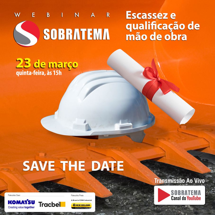 Webinar Sobratema apontará soluções para diminuir o gargalo de mão de obra no setor de equipamentos para construção