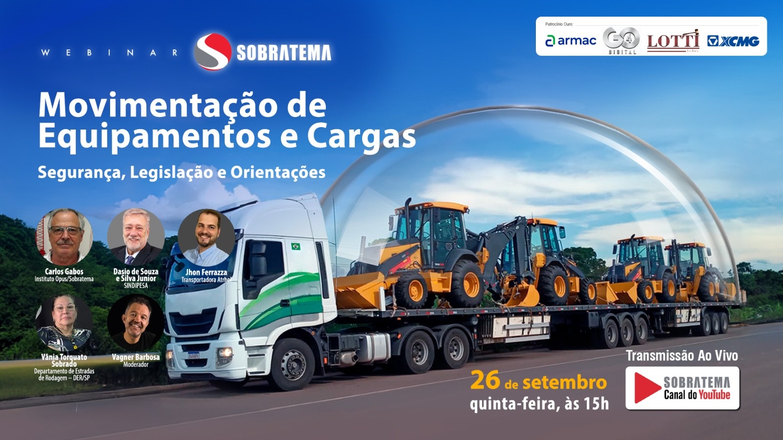 Webinar Sobratema fornecerá, nesta quinta (26/9), informações para transportar equipamentos de forma segura