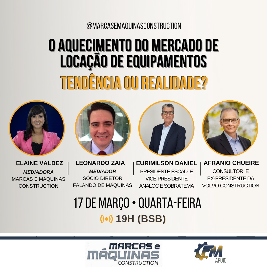 Vice-presidente da Sobratema participa de live sobre o aquecimento do mercado de locação de equipamentos